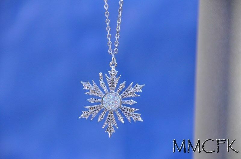 Once Upon A Time Elsa Anna Snowflake Crystal Rhinestones Wishing Star Necklace