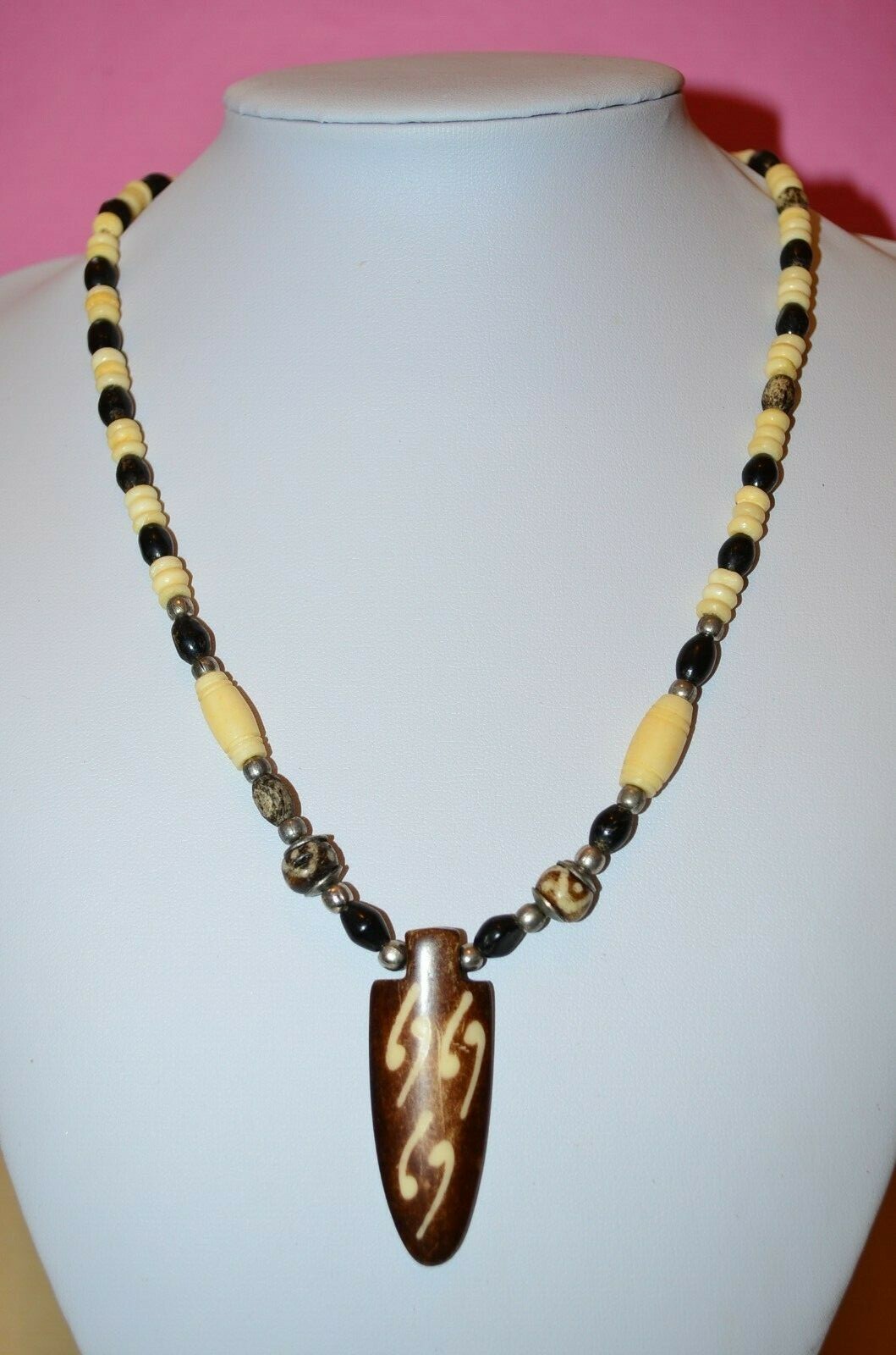 Ethnic Beaded Statement Necklace Fashion Chic Unique Tribal BoHo Brown Jewelry