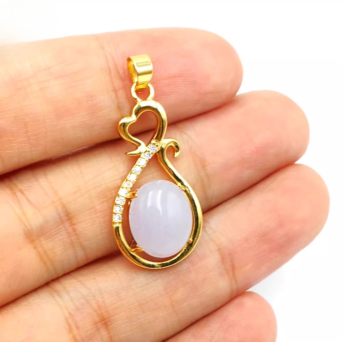 ED Nature Jade Heart Vase Pendant Necklace Gift Jewelry Blessing y New