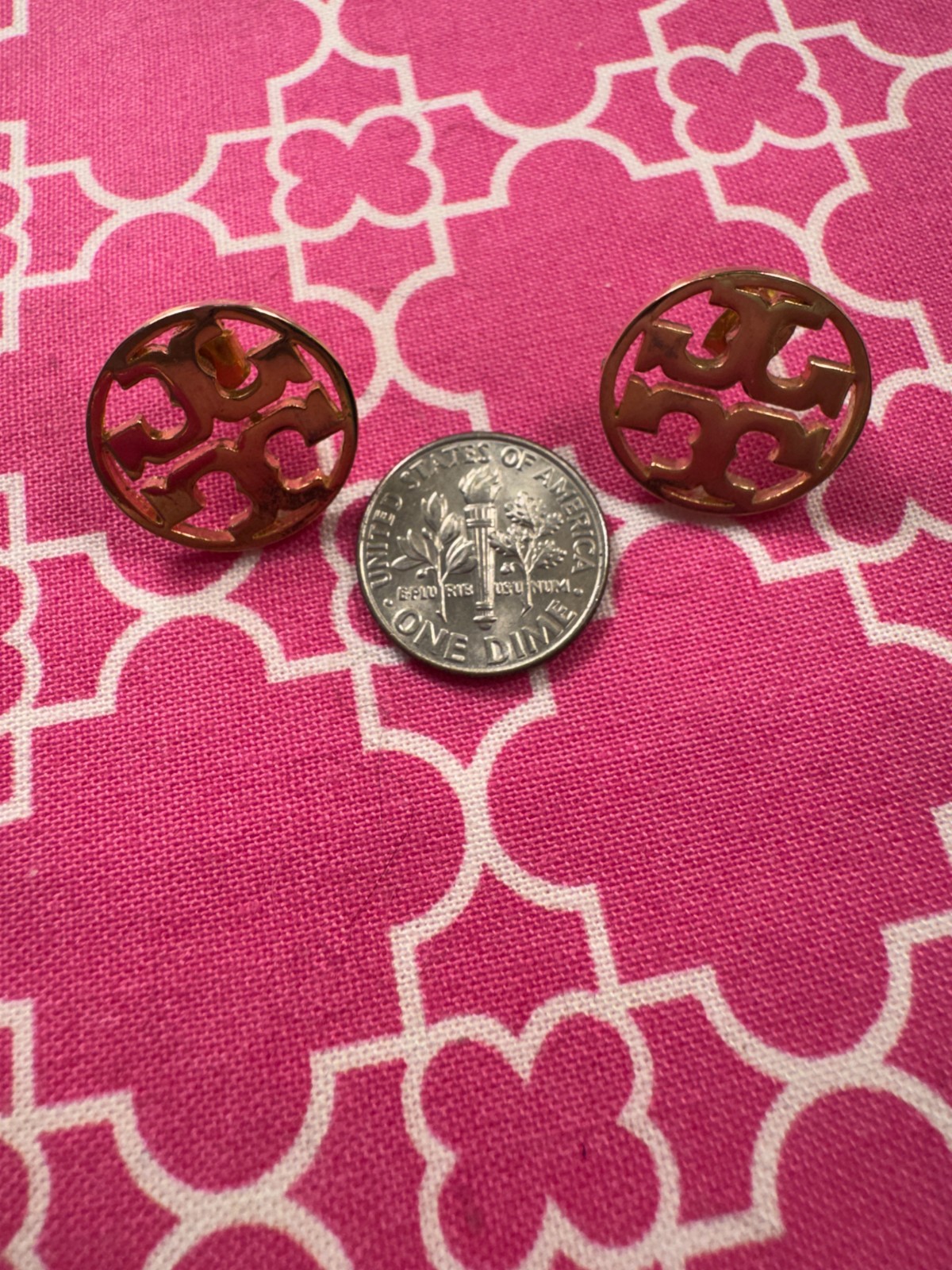 Tory Burch Gold Tone Logo Earrings