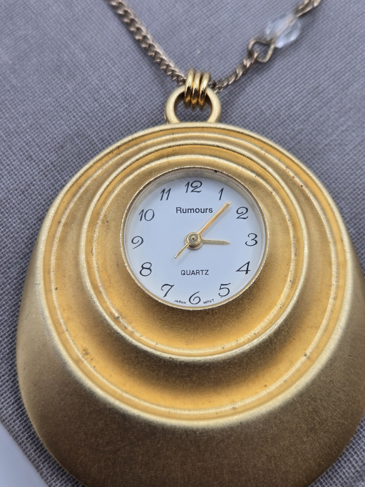 Mid Century Gold Pocket Watch Necklace Clock Charm WORKING RUNNING