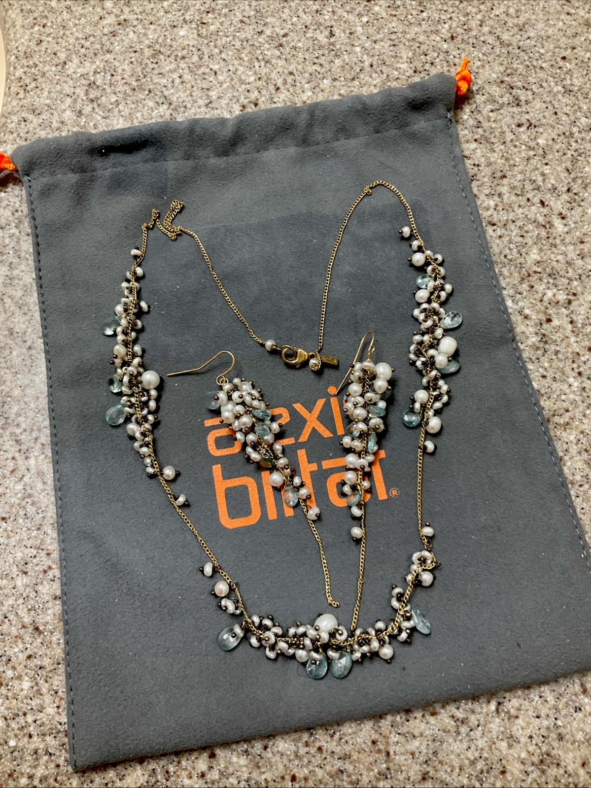 Alexis Bittar Pearl & Other Gemstone Earrings & Matching Necklace Set