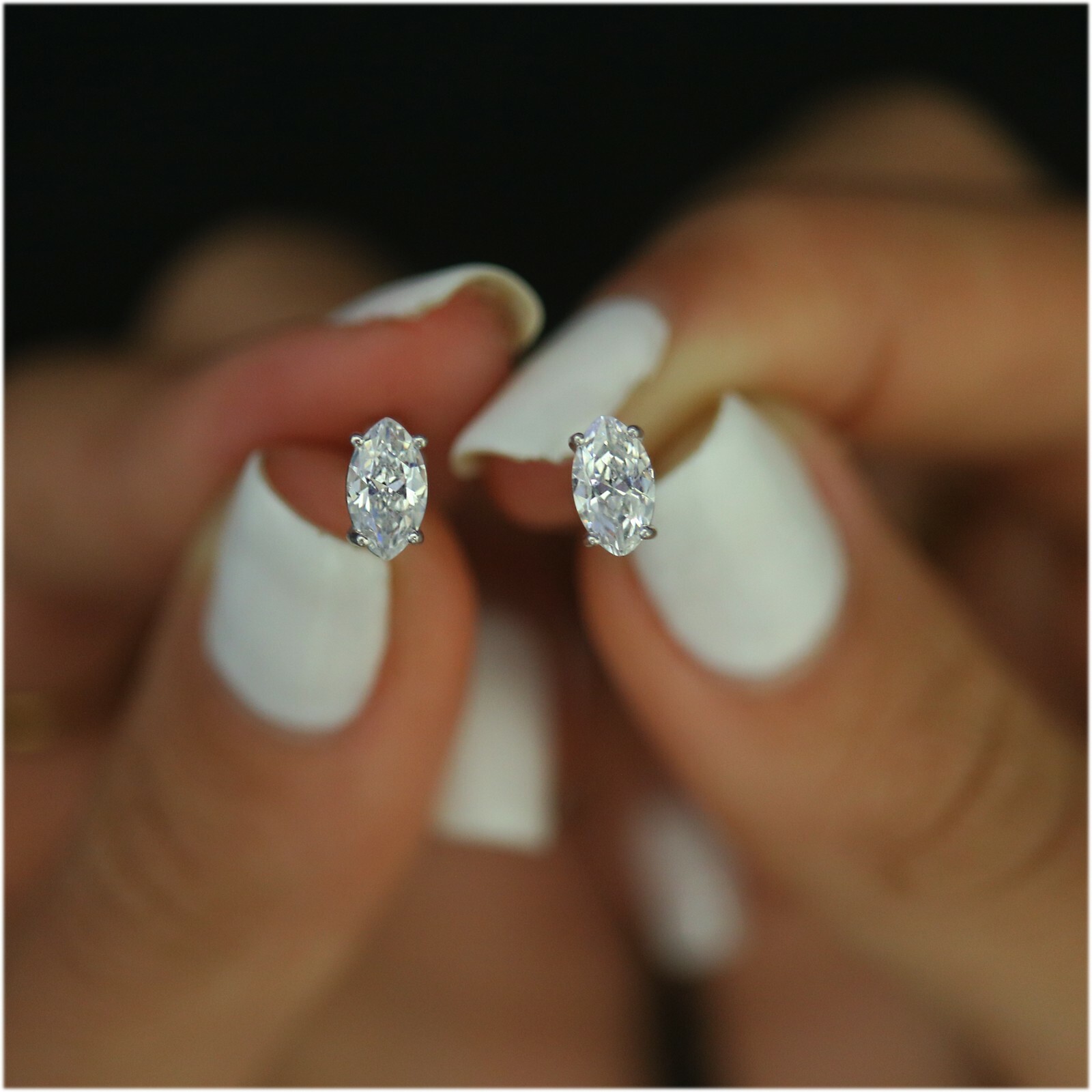 925 Sterling Silver 2.00CTTW Marquise Cut Stud Earrings 7X4MM For Women