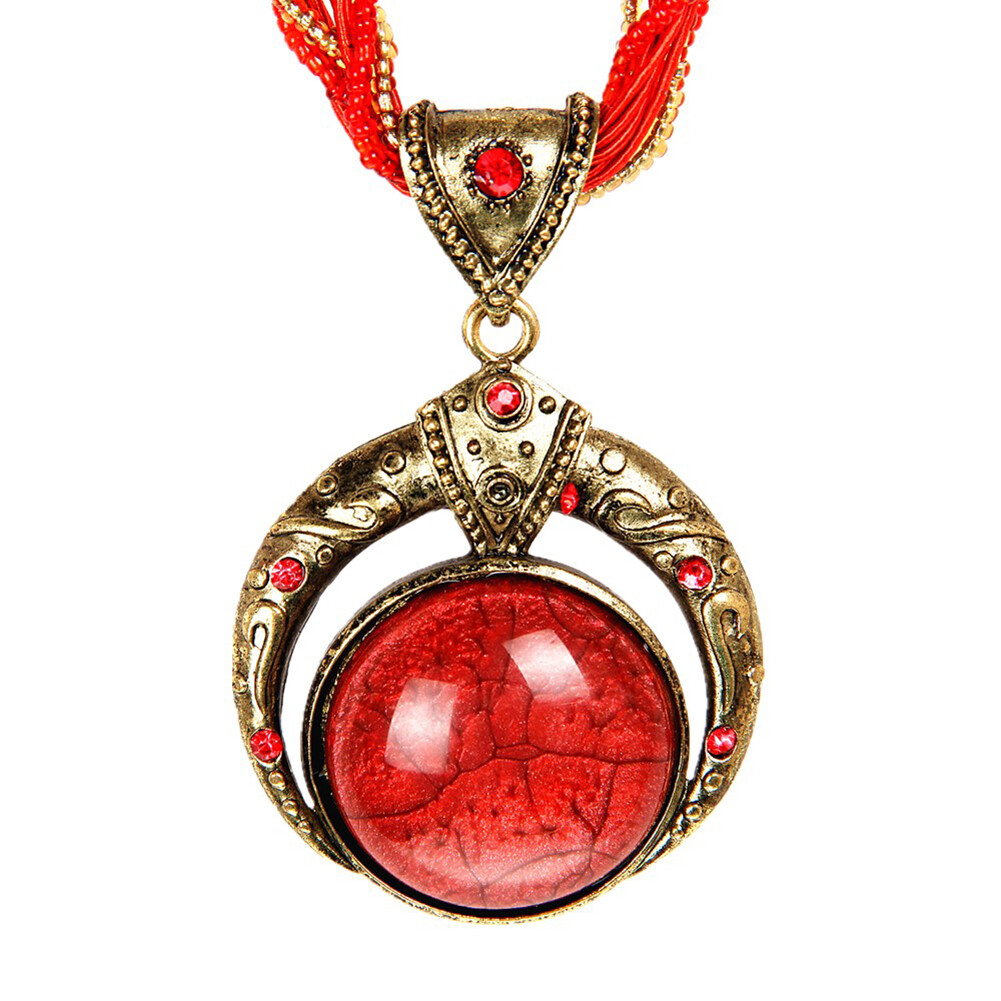 Women Lady Retro Vintage Bohemian Necklace Rope Chain Rhinestone Pendent Jewelry