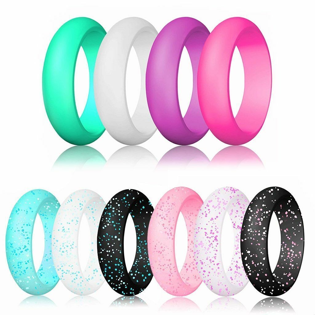 10 Pcs Flexible Silicone Wedding Ring Men Women Engagement Sport Rubber Band