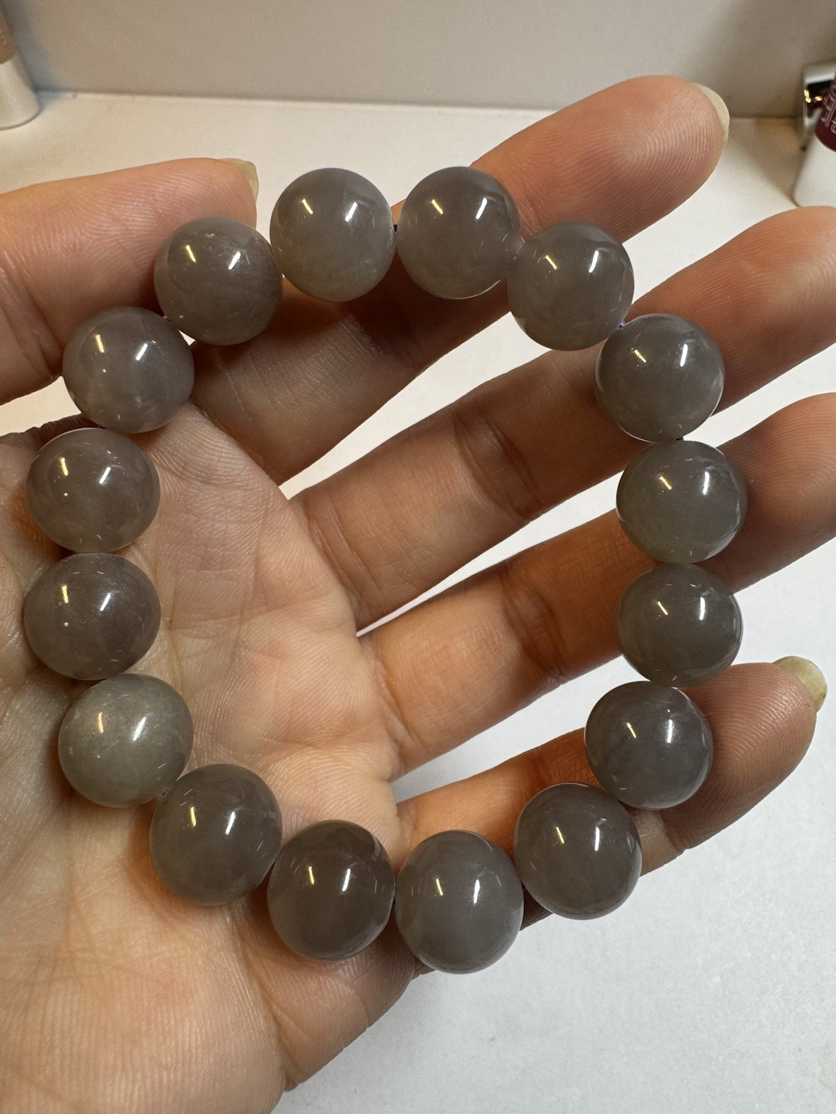certified 12mm Hetian purple Jade Round beaded Bracelet New inbox free shipping
