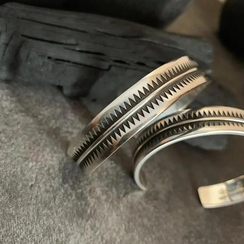 Men’s and Women’s Vintage Bracelet Bracelet Pure Silver Cuff Bracelet