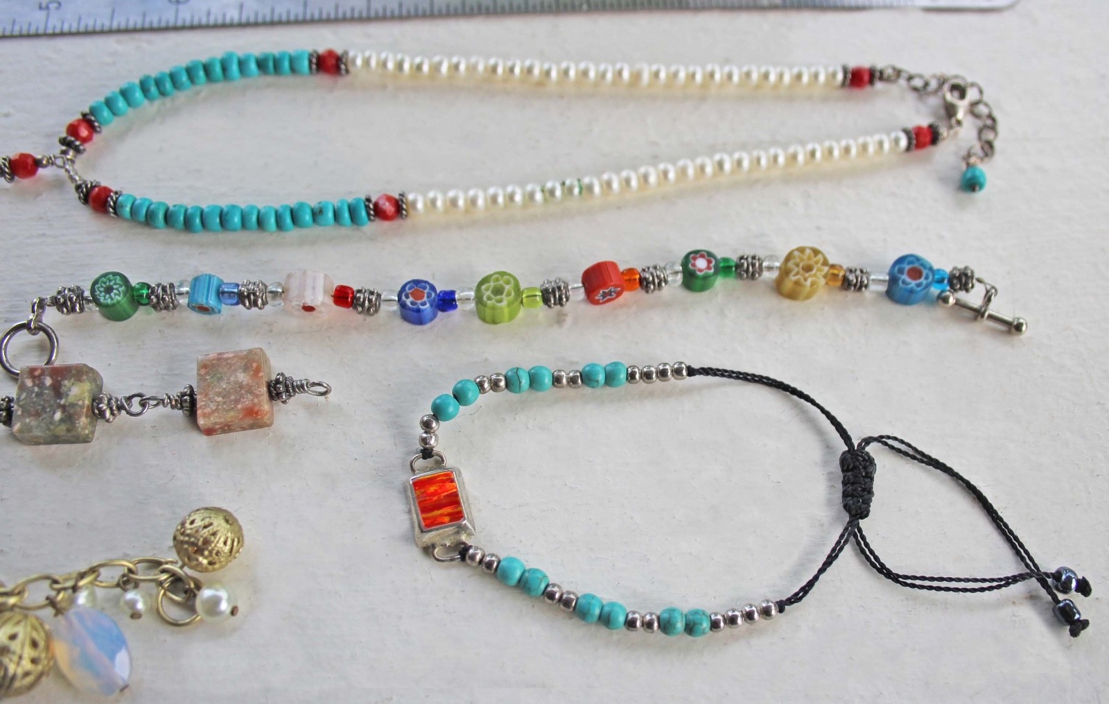 Lot 5 Mixed Stone Bracelets 1 Southwest Style Necklace