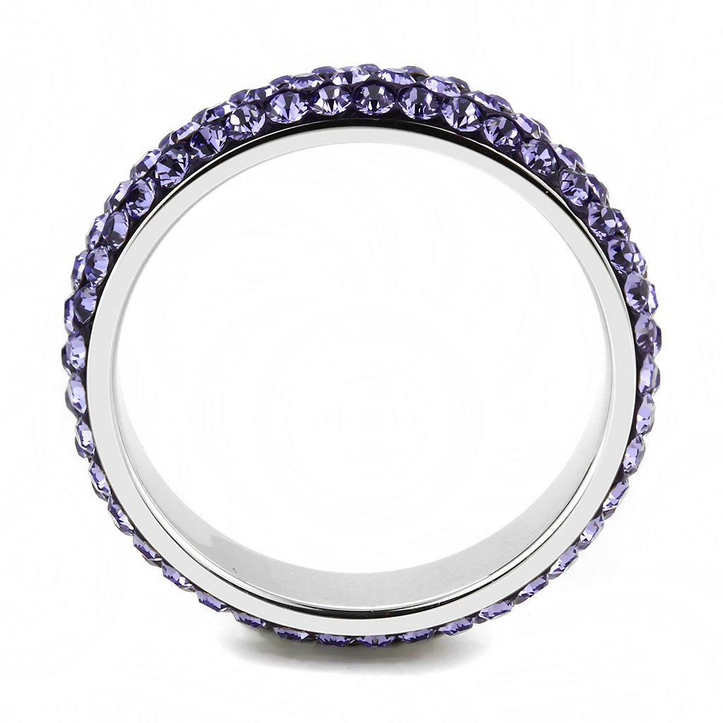 TK3540 – High polished (no plating) Stainless Steel Ring with Top Grade Crystal