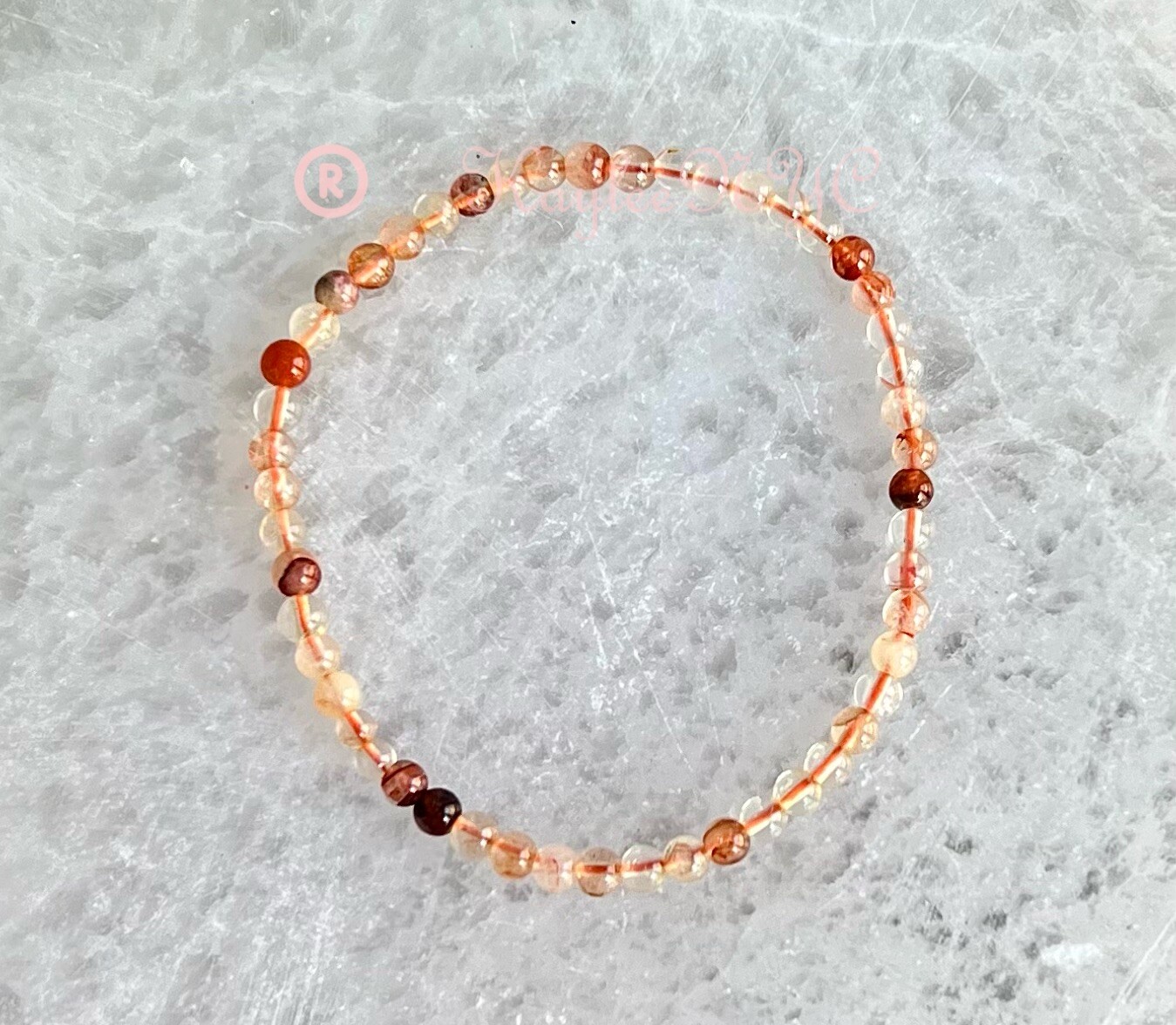 Wholesale Lot 6 Pcs Natural Hematoid 4mm 7.5” Crystal Stretch Bracelet