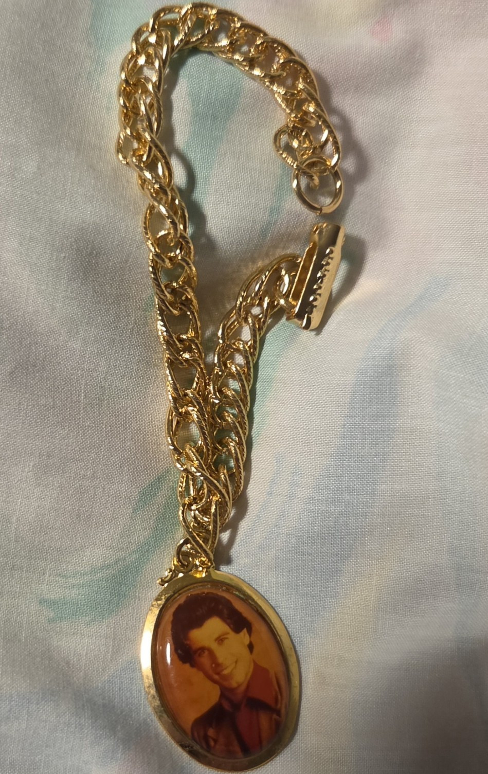 1970’s John Travolta Gold Tone Curb Link Charm Bracelet