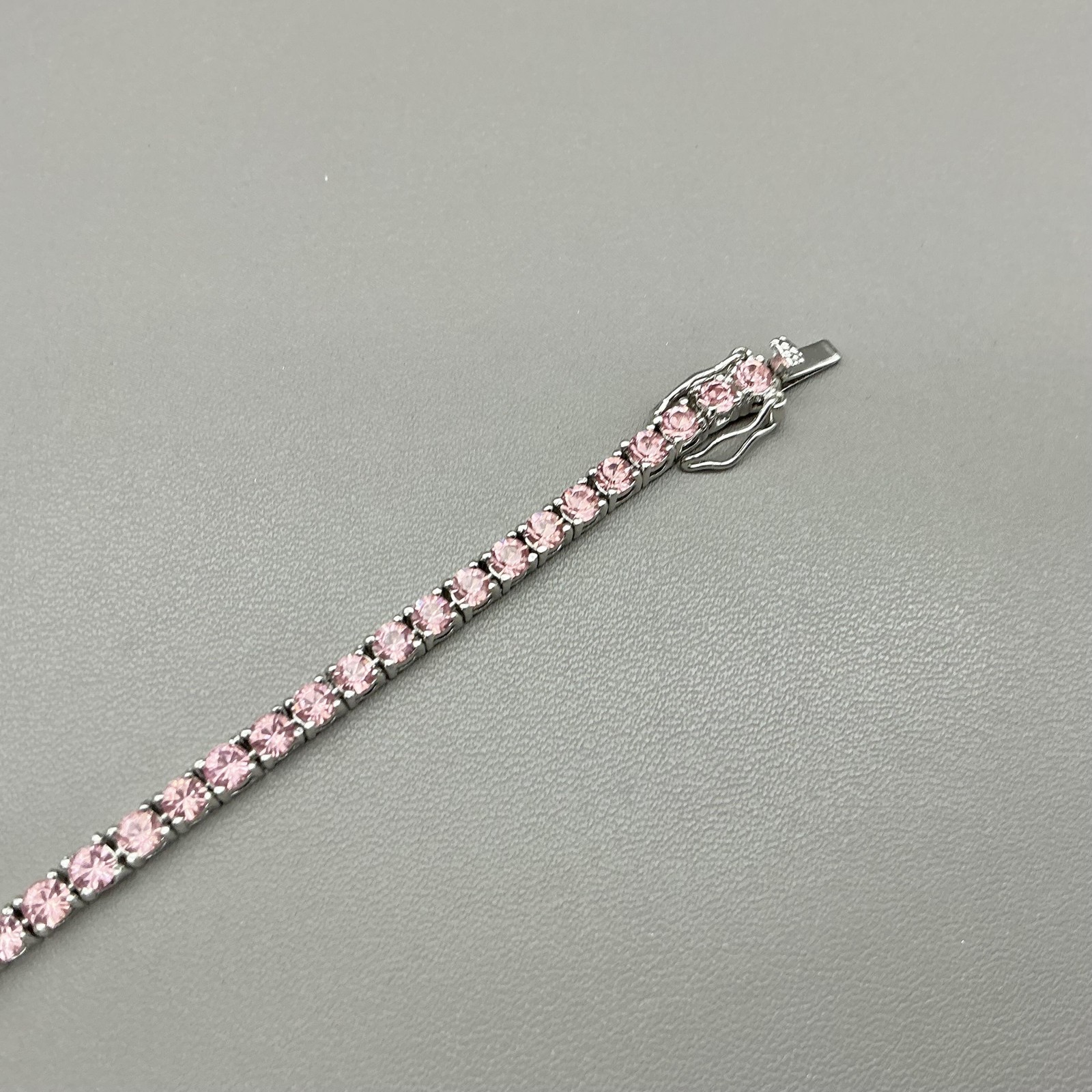 Joan Rivers Bracelet Pink Crystal Tennis Silver Tone Box Clasp Jewelry 8 Inch