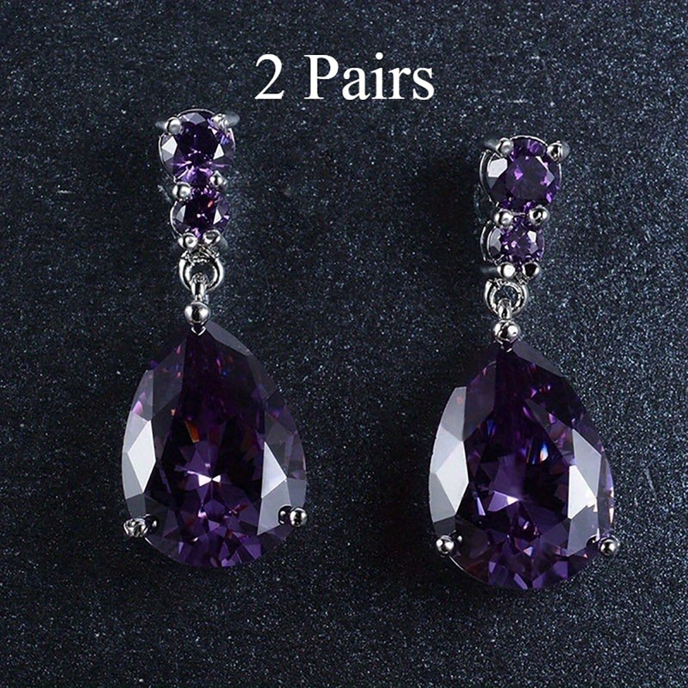 Teardrop Amethyst Dangle Earrings Jewelry For Women Casual Formal Party Occasion