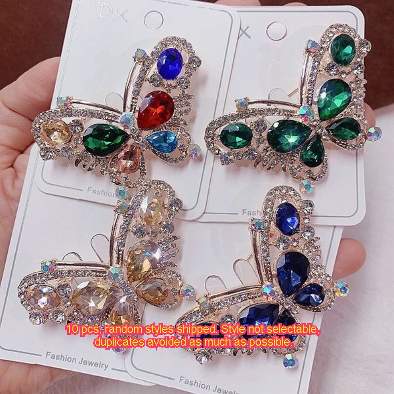 10Pcs Luxury Rhinestone Brooch Pin Set For Women Wedding Crystal Scarf Pins Lot