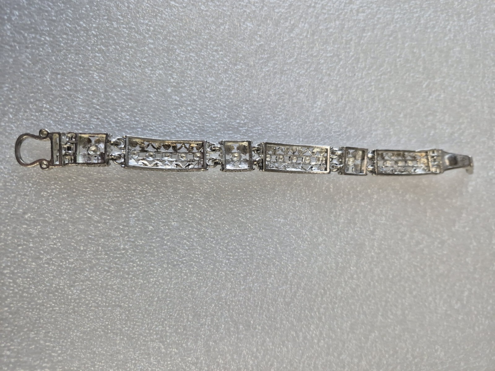 Silver Tone Filigree Magnetic Closure Bracelet Vintage Ornate Metal Jewelry
