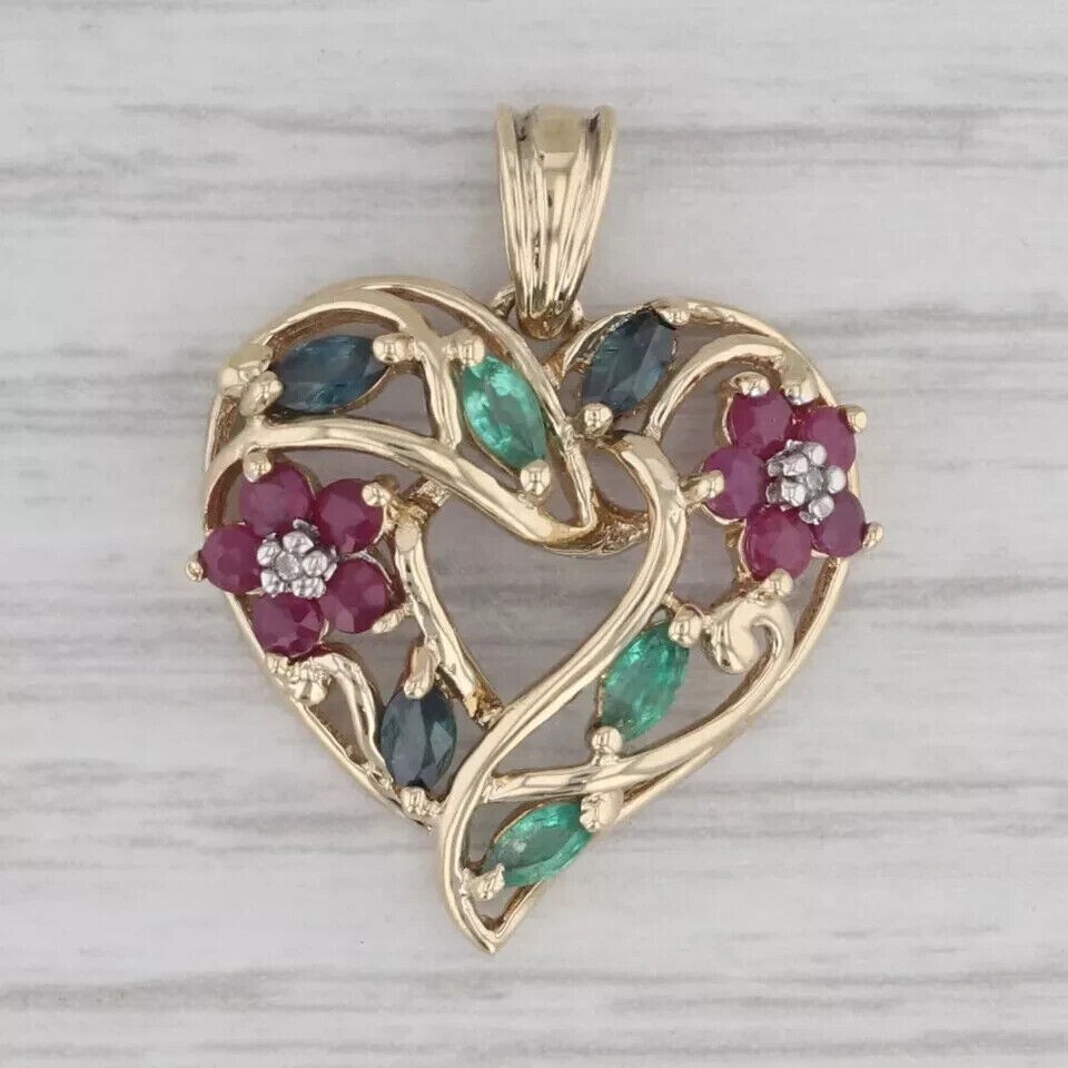Round Cut Simulated Ruby Women’s Stunning Heart Pendant 14K Yellow Gold Plated