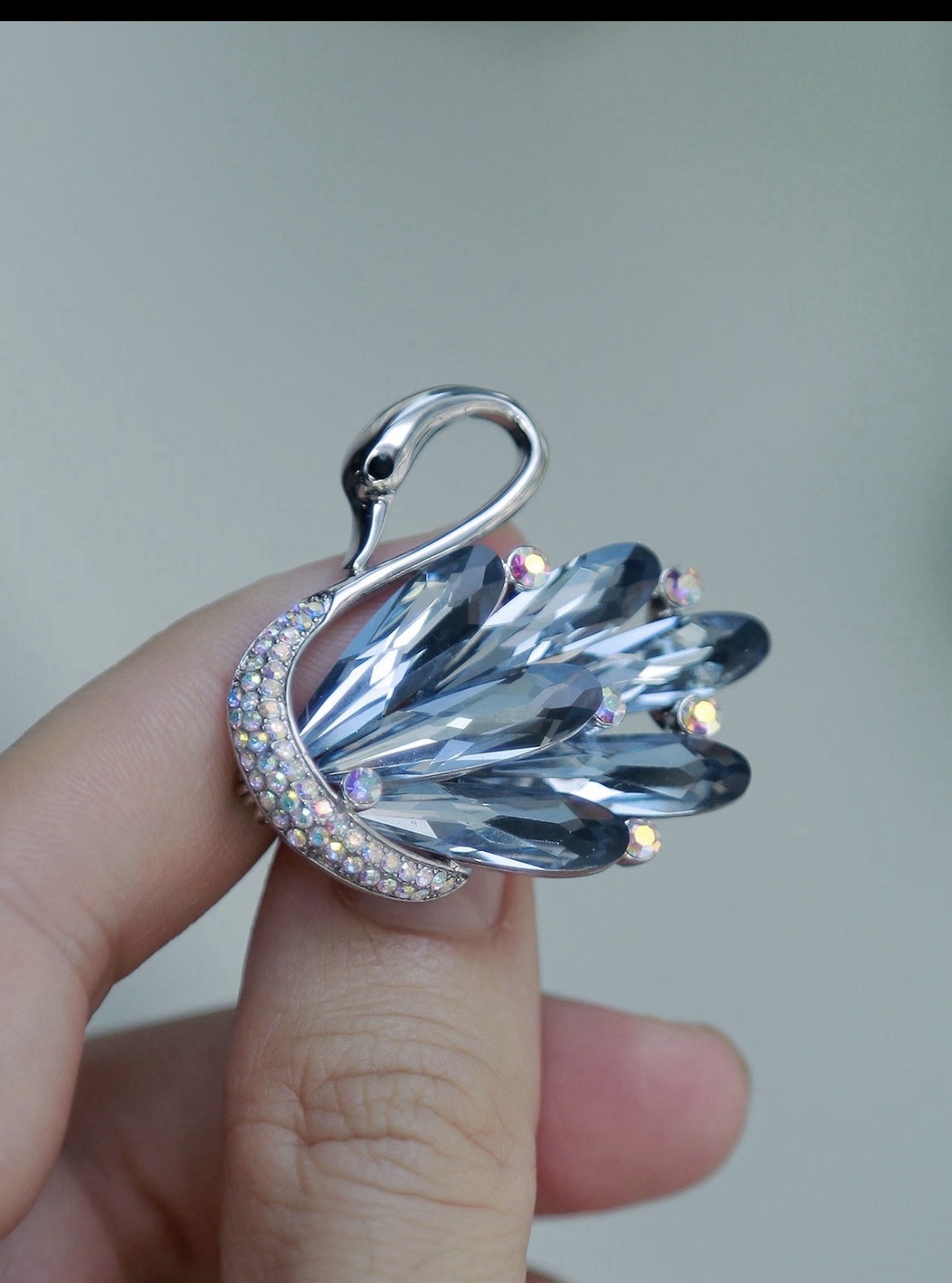 Crystal Swan Brooch