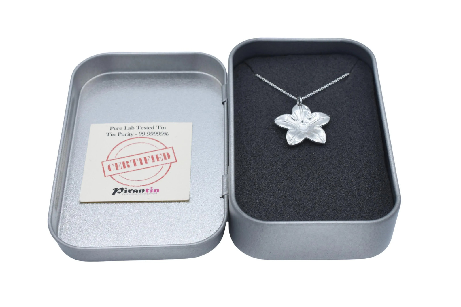 10th Anniversary Tin Pendant Flower/Blossom Pendant. Wedding . Birthday Gift UK