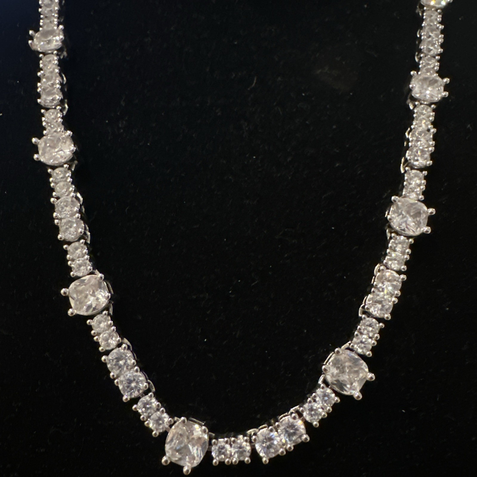 GLD Shop Unisex Tennis Brilliant Necklace In Silver Tone 17”