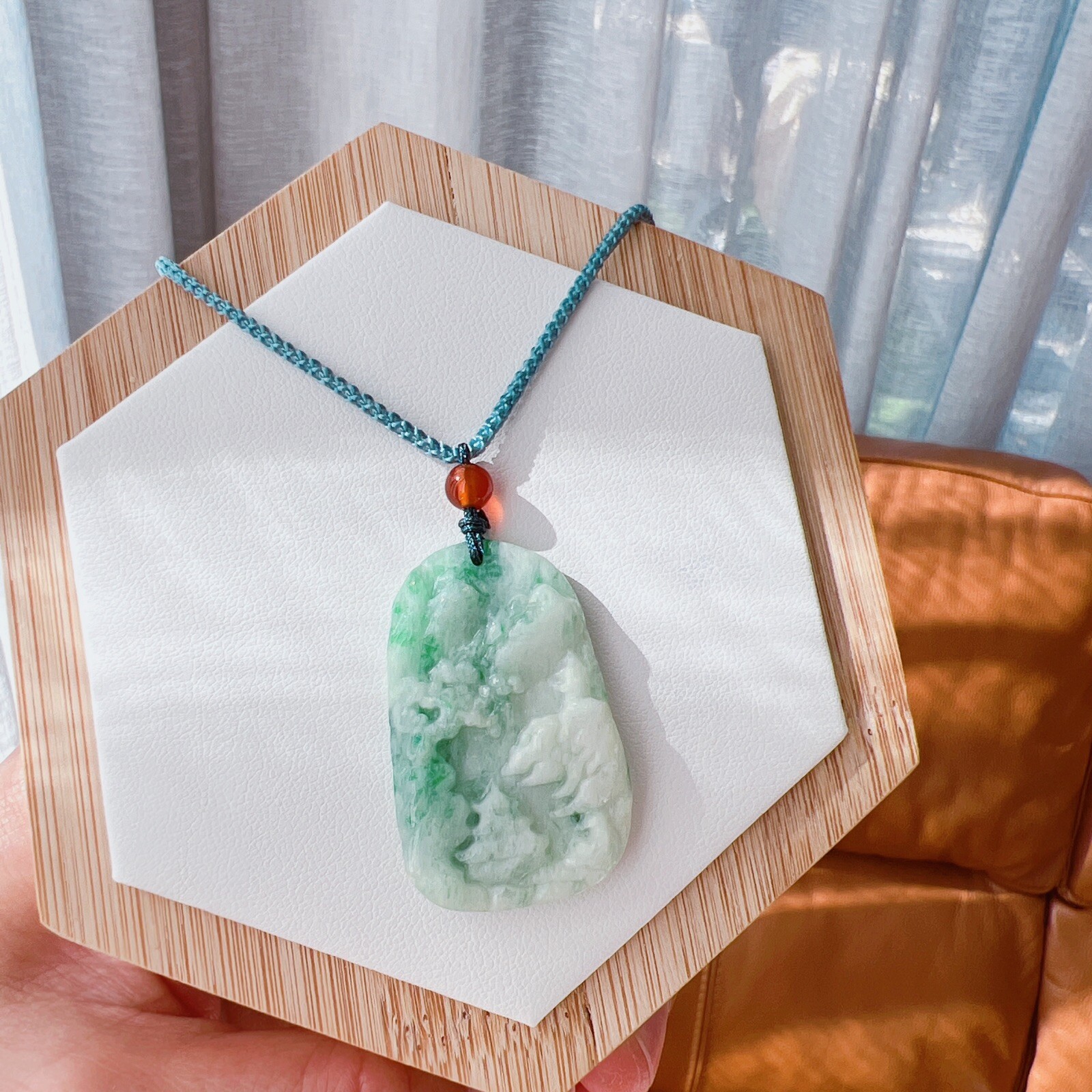 Good quality Natural Burma Jade carving pendant Necklace , unisex necklace