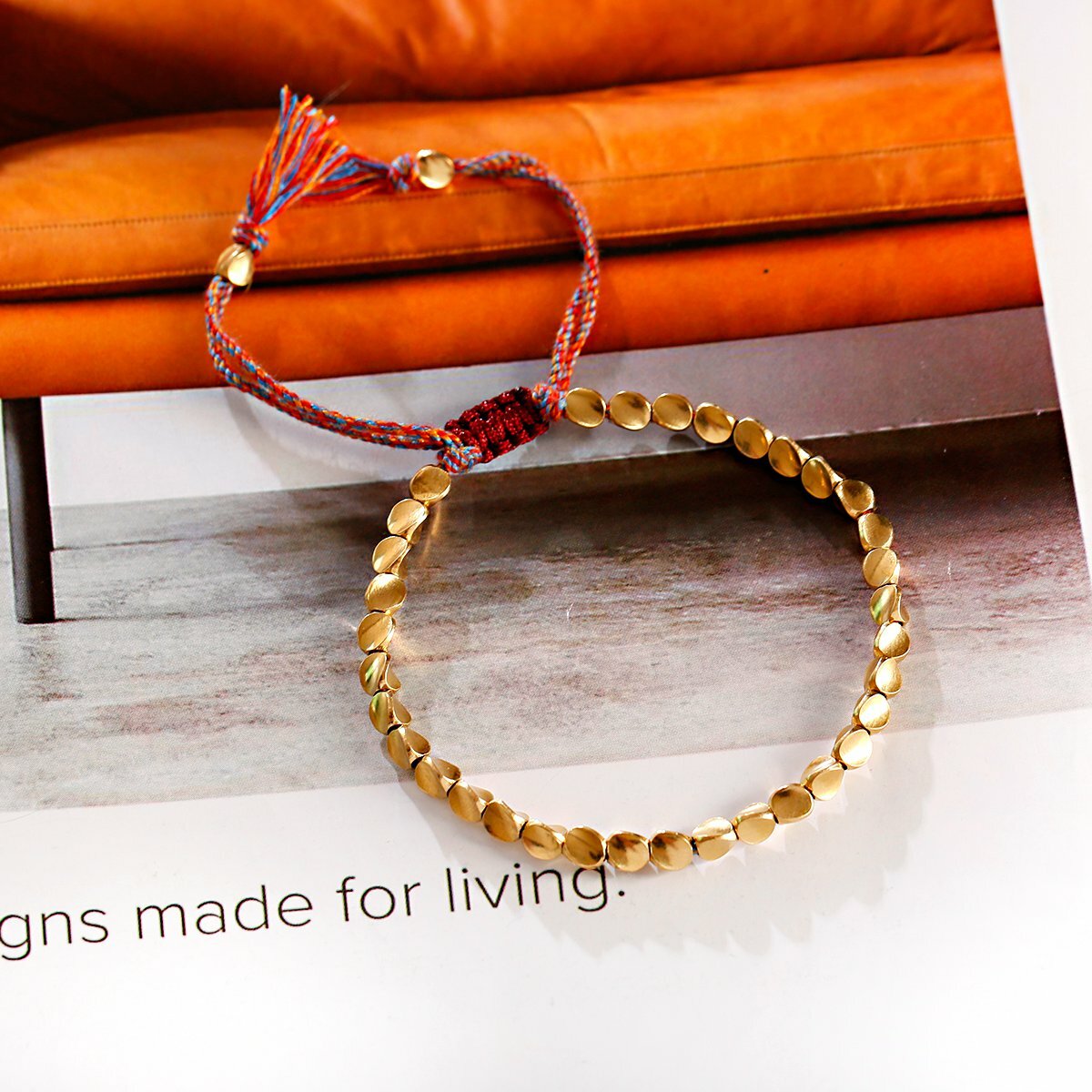 Handmade Tibetan Buddhist Braided Cotton Copper Beads Lucky Rope Bracelets Gift