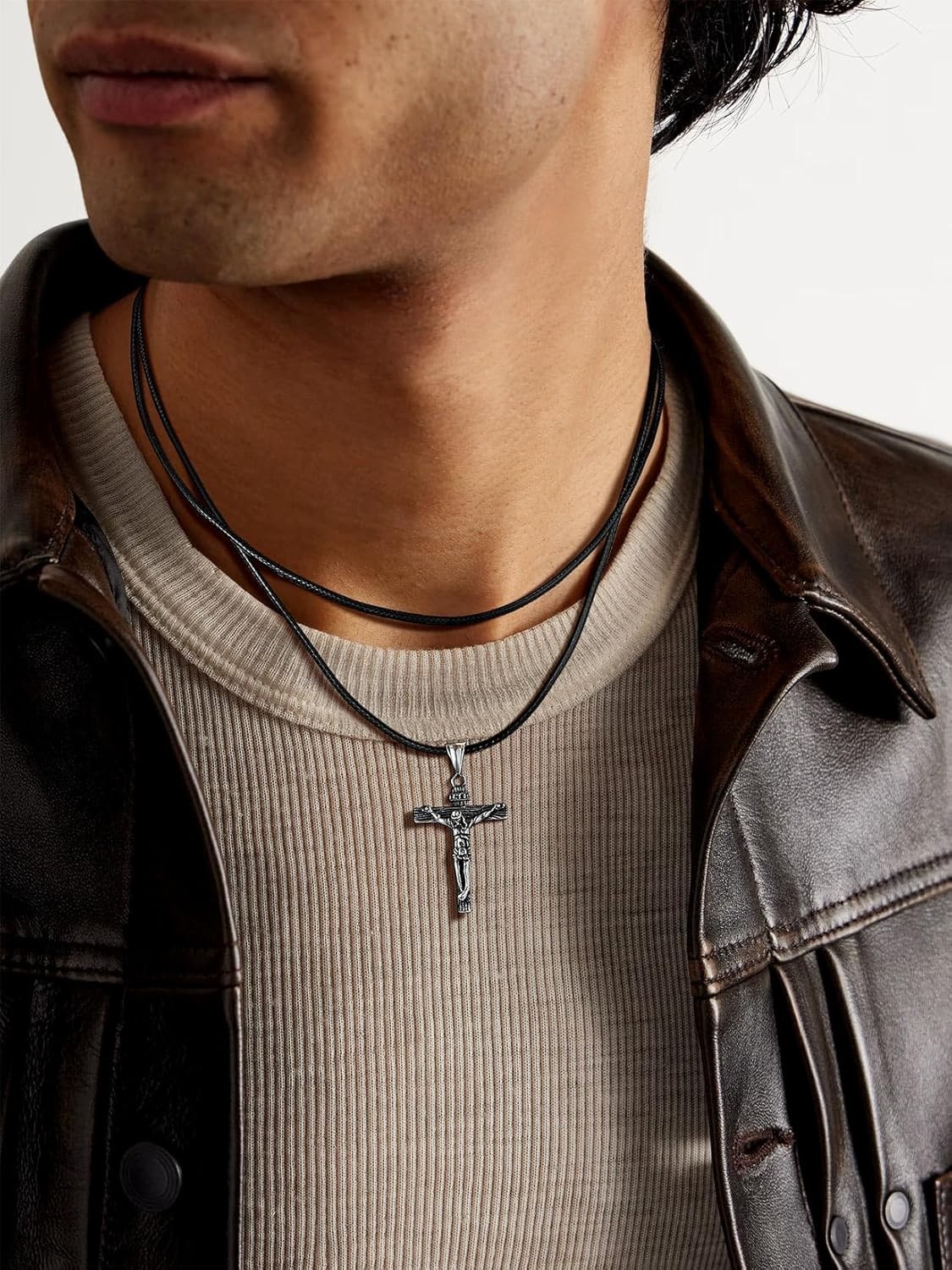 Men’s Waterproof Leather Necklace Cord – Custom Lengths 16-30 in., Snap Clasp