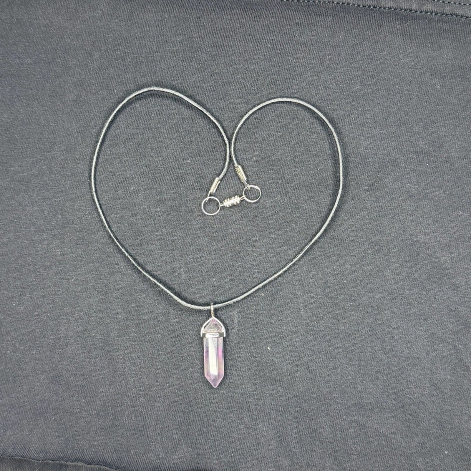 Fluorite pendant necklace handmade leather cord