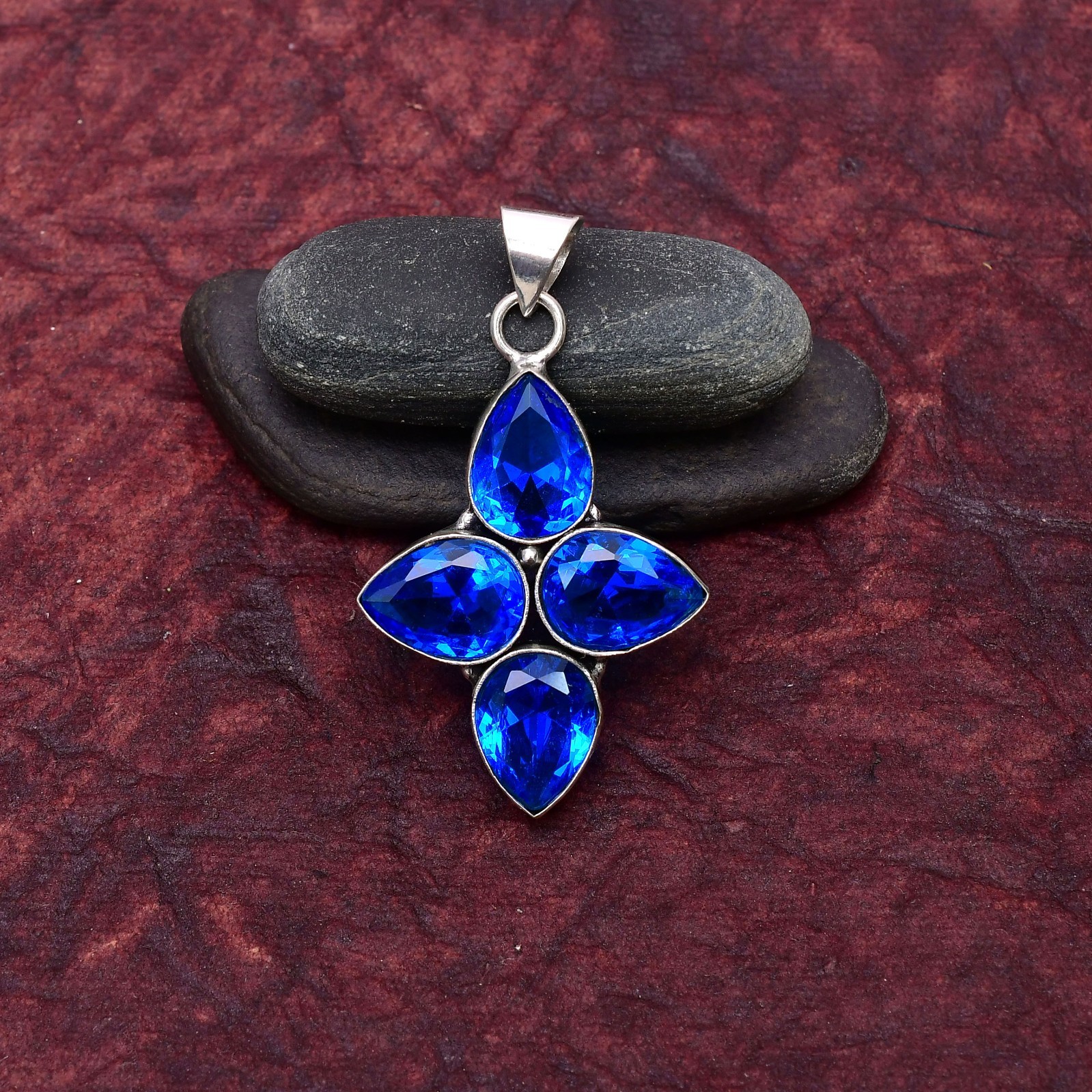 Tanzanite Gemstone 925 sterling silver Handmade Cross Pendant jewelry 2.28″