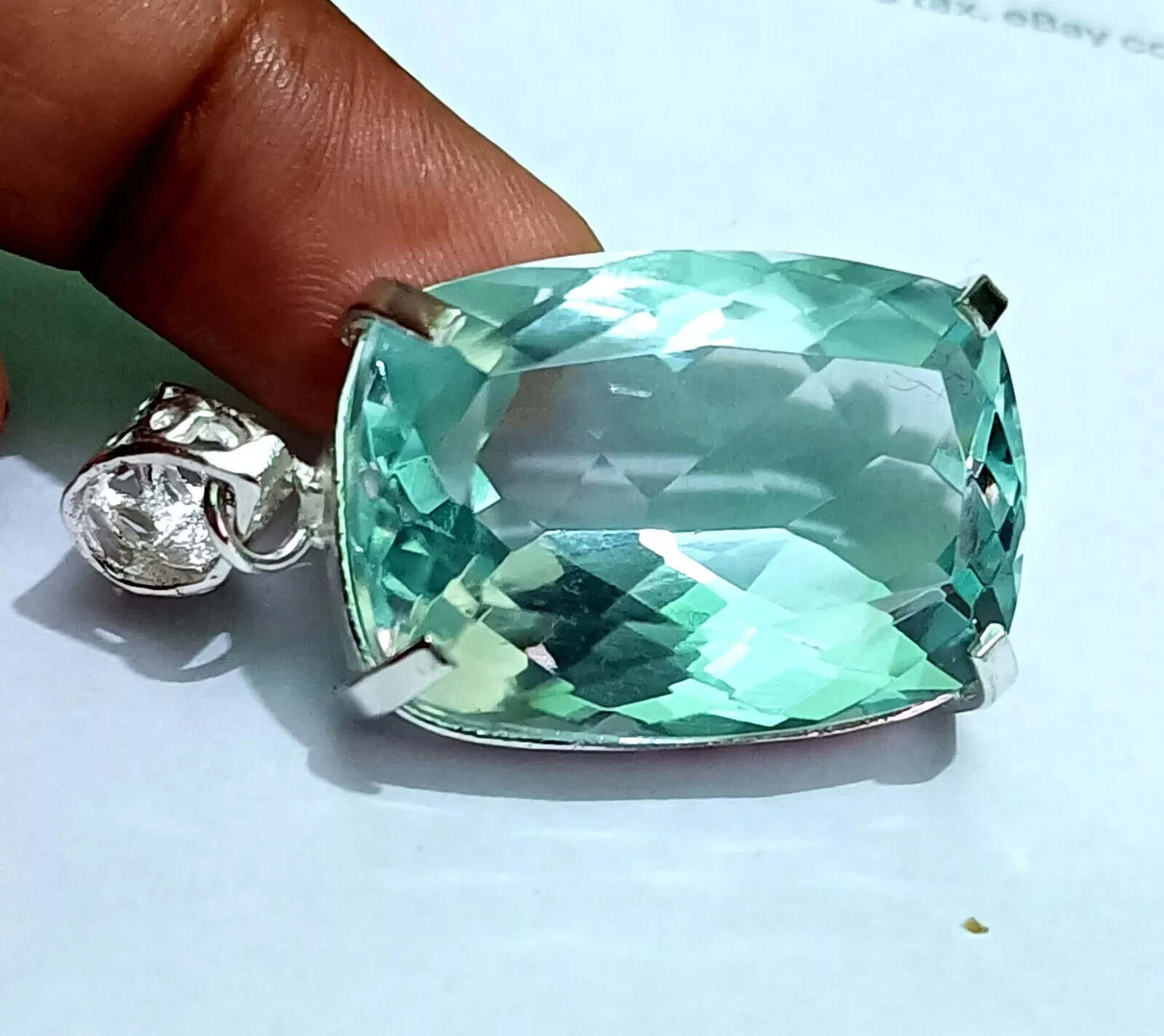Natural 74.30 Ct Brazilian Cushion Water Blue Topaz Pendant 925 Silver Gemstone