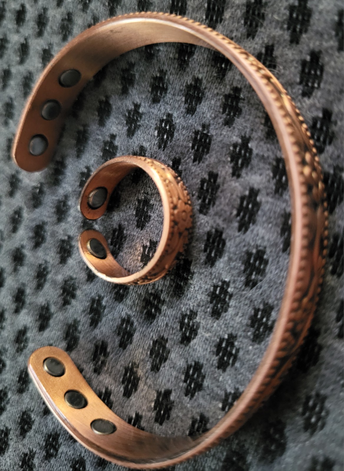 Copper Magnetic Bracelet and Ring Set Balance Power Healing Arthritis Pain
