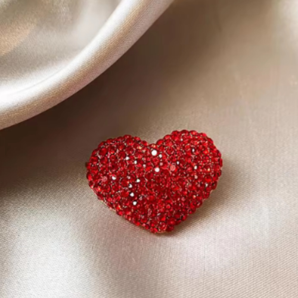 Classic Red Love Rhinestone Brooch For Women Gift Pin Jewelry Accessories USA