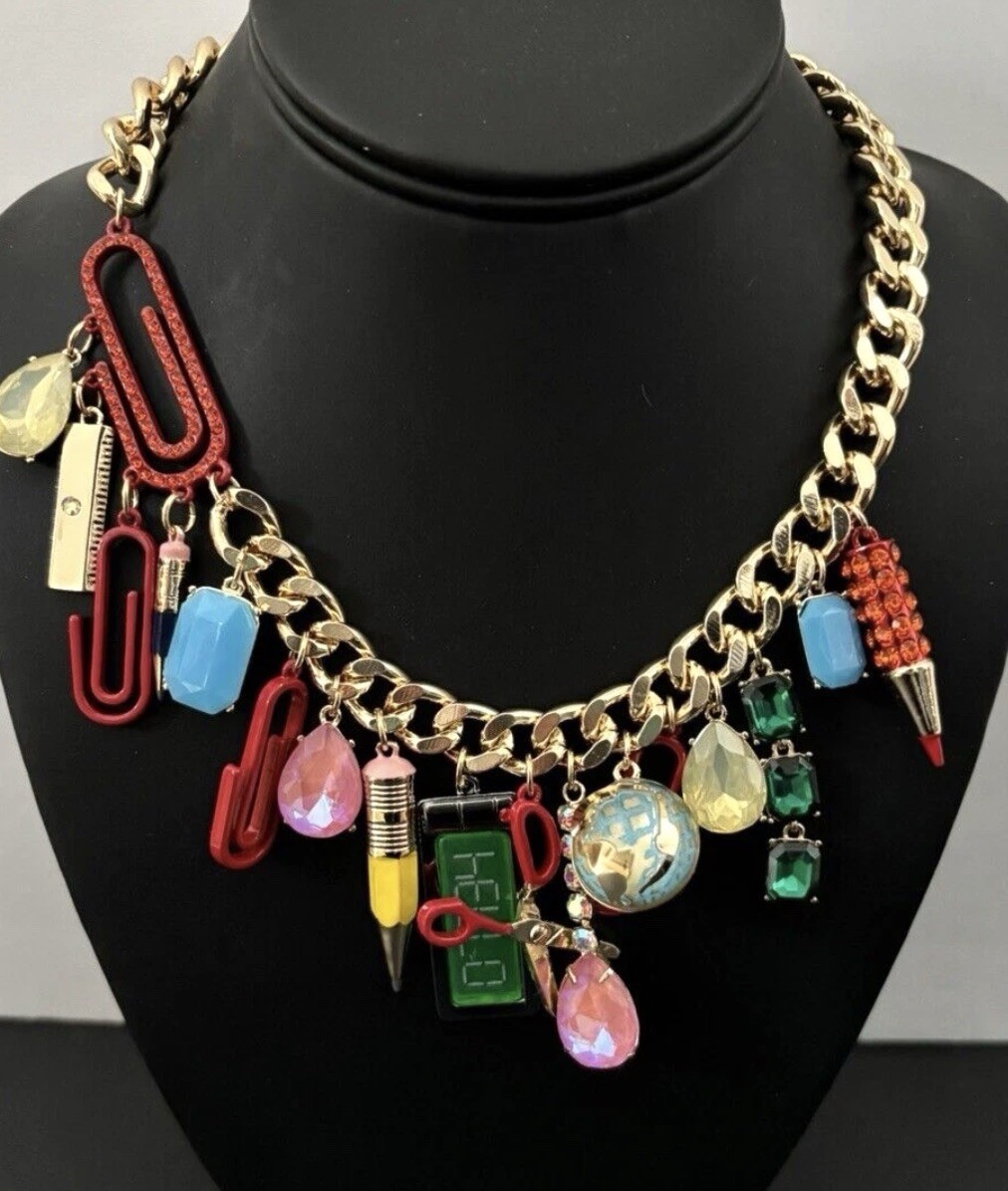 Betsey Johnson Necklace Statement Colorful Charm Back To School NWT