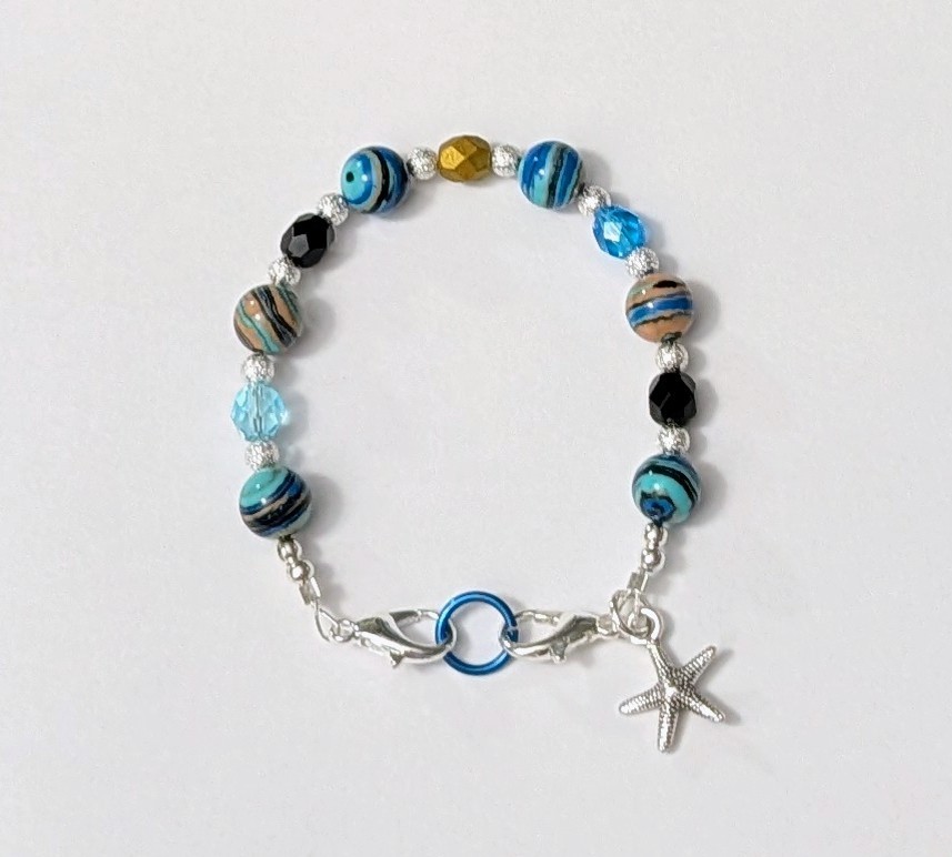 Aqua & Black Turkey Turquoise Medical Alert ID Replacement Bracelet 6.5″