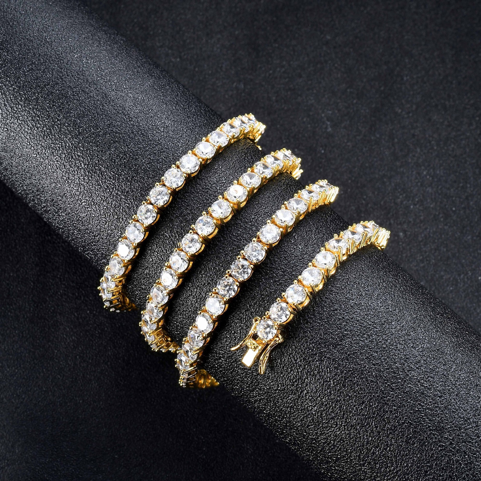 6″-24″ Hip Hop Necklace Bracelets 5A CZ Diamonds Real Gold Plated Tennis Chain