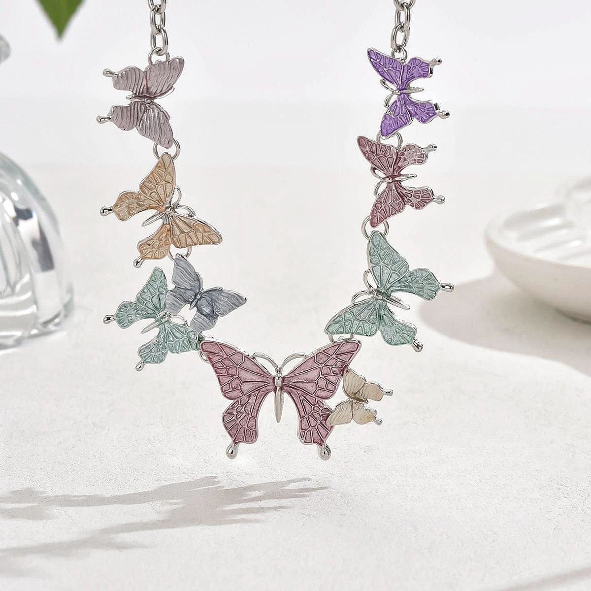 3PCS Butterfly Necklace Earrings Set for Women Y2K Summer Party Jewelry Gift