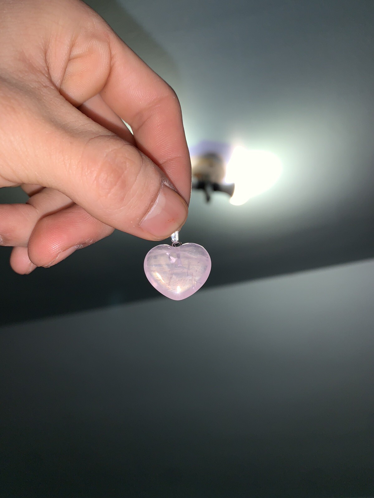 Sterling Silver Rose Quartz Natural Gemstone Heart Pendant Necklace Jewelry