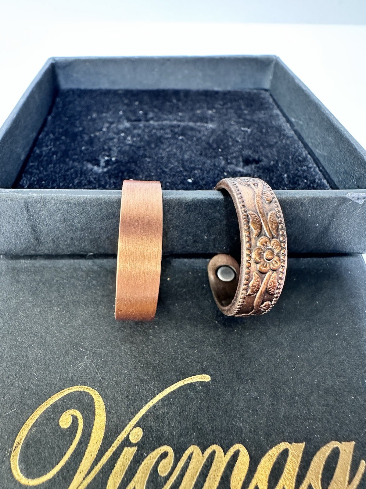 2 Vicmag Copper Magnetic Ring for Women 99.9% Copper Finger Ring Strong Magnet