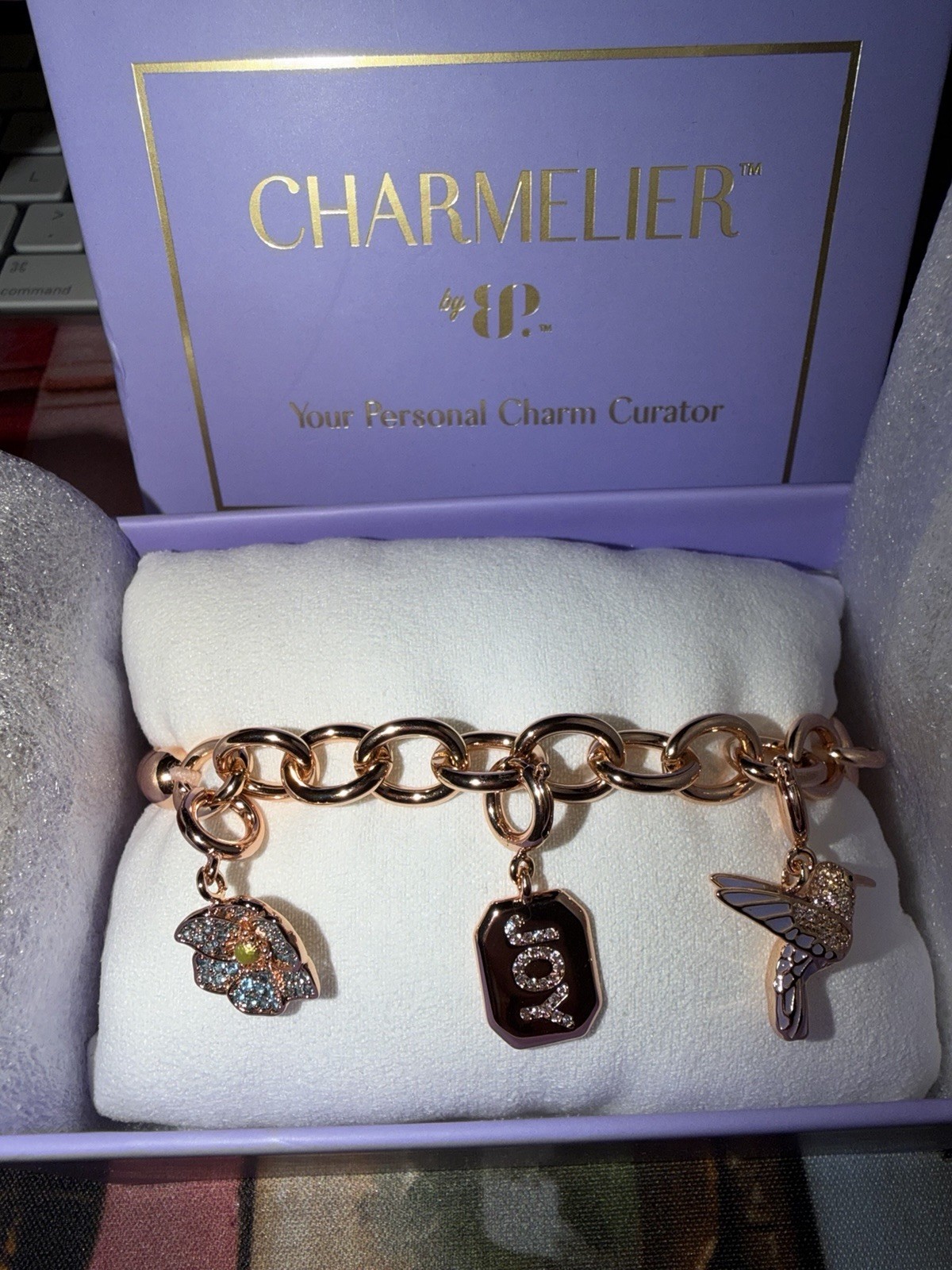 Bomb Party Charmelier Charm Bracelet “Humming With Happiness” Joy, Flower
