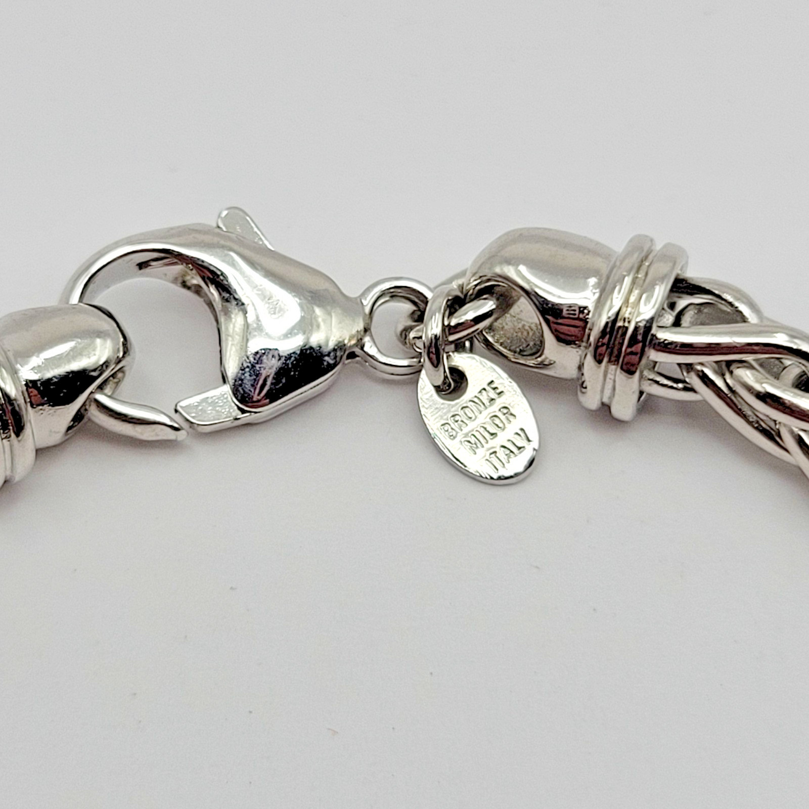 QVC Bronzo Italia Milor Silver Tone 4mm Spiga Wheat Chain Bracelet ~ 8″