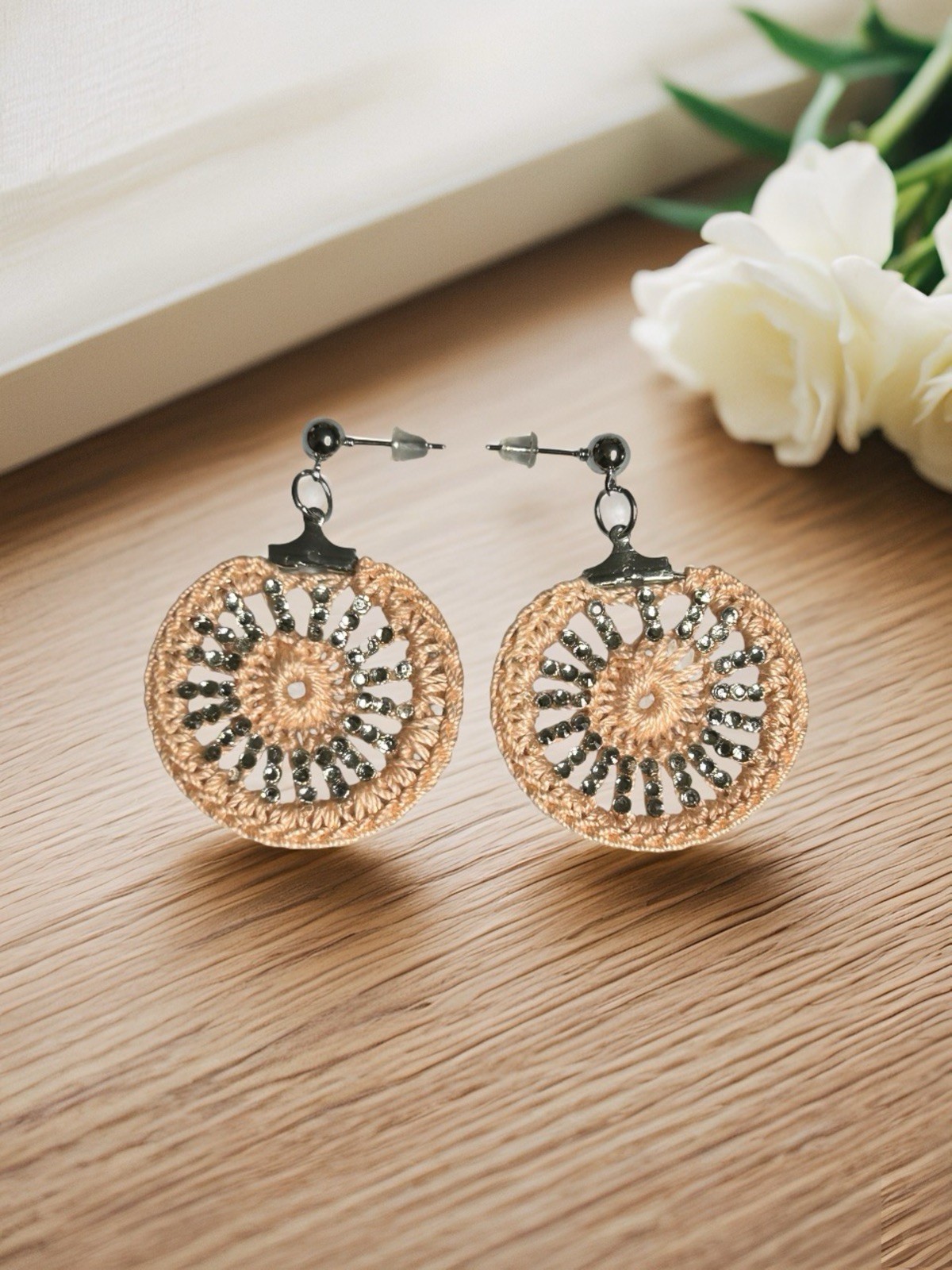 Icy Boho Earrings New Surgical Steel Ear Wire In Beige