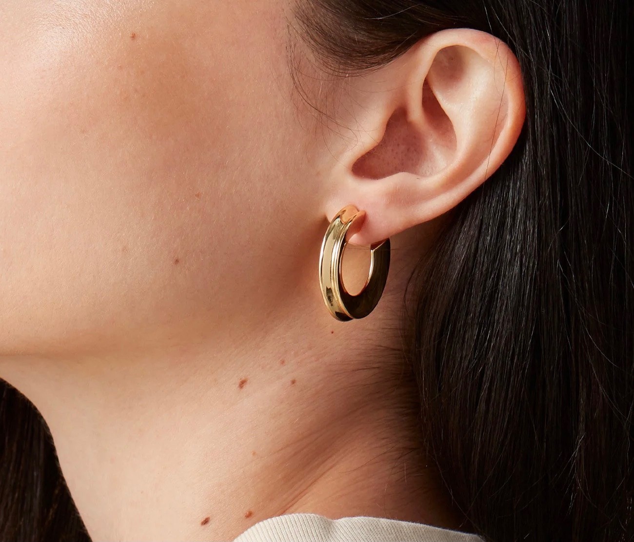 JENNY BIRD 14K Gold Dipped Hidden Heart Hoop Earrings