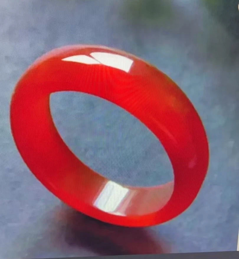 Natural Chalcedony Red Jade Hand-carved Size 7 Ring Fashion Jewelry w/Gift box