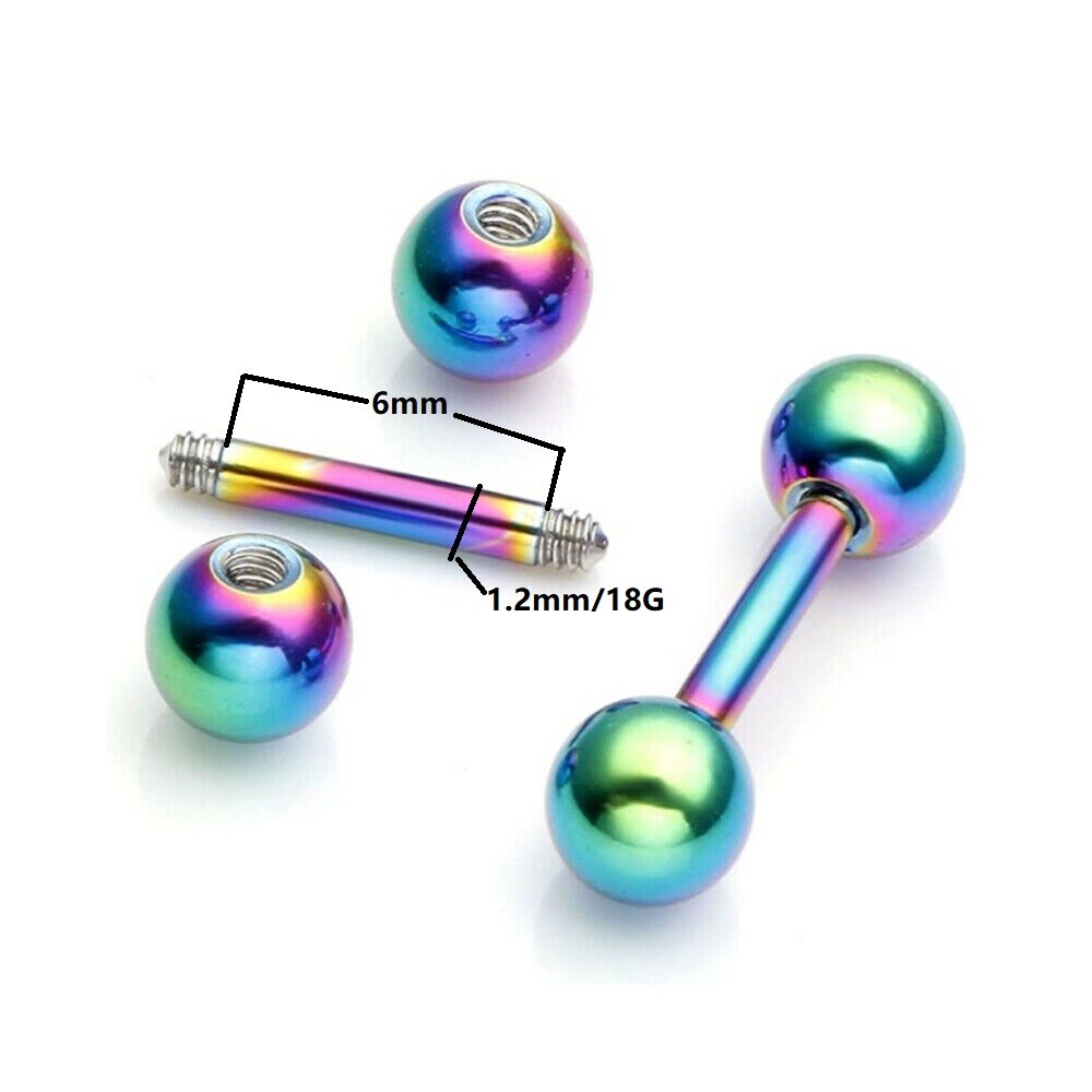 2Pcs Stainless Steel Stud Earrings Round Ball Screw Back Ear Piercing Women Men