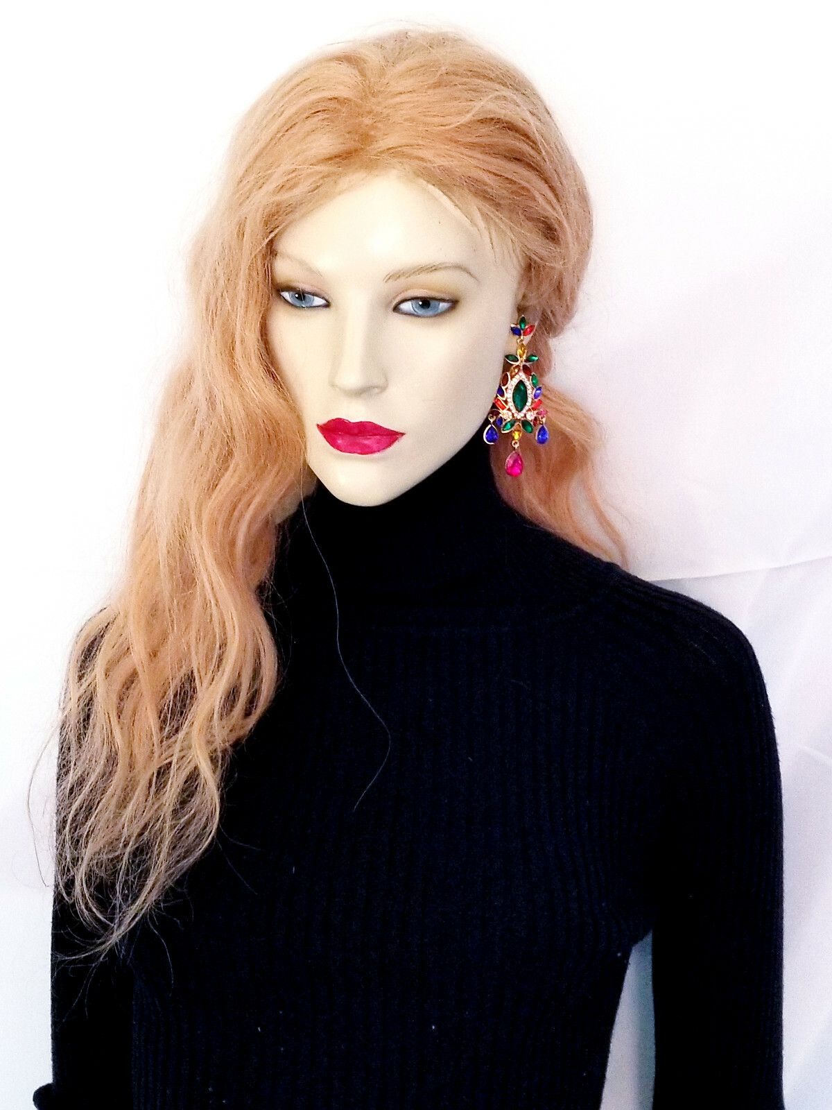Chandelier Earrings Rhinestone 3.5 in Multi Color