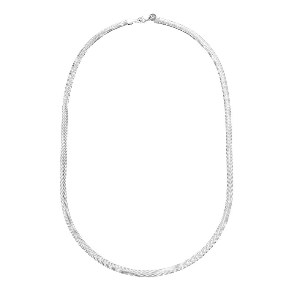925 Sterling Solid Silver 6MM Flat Snake Chain Men & Women Necklace 16-30 inches
