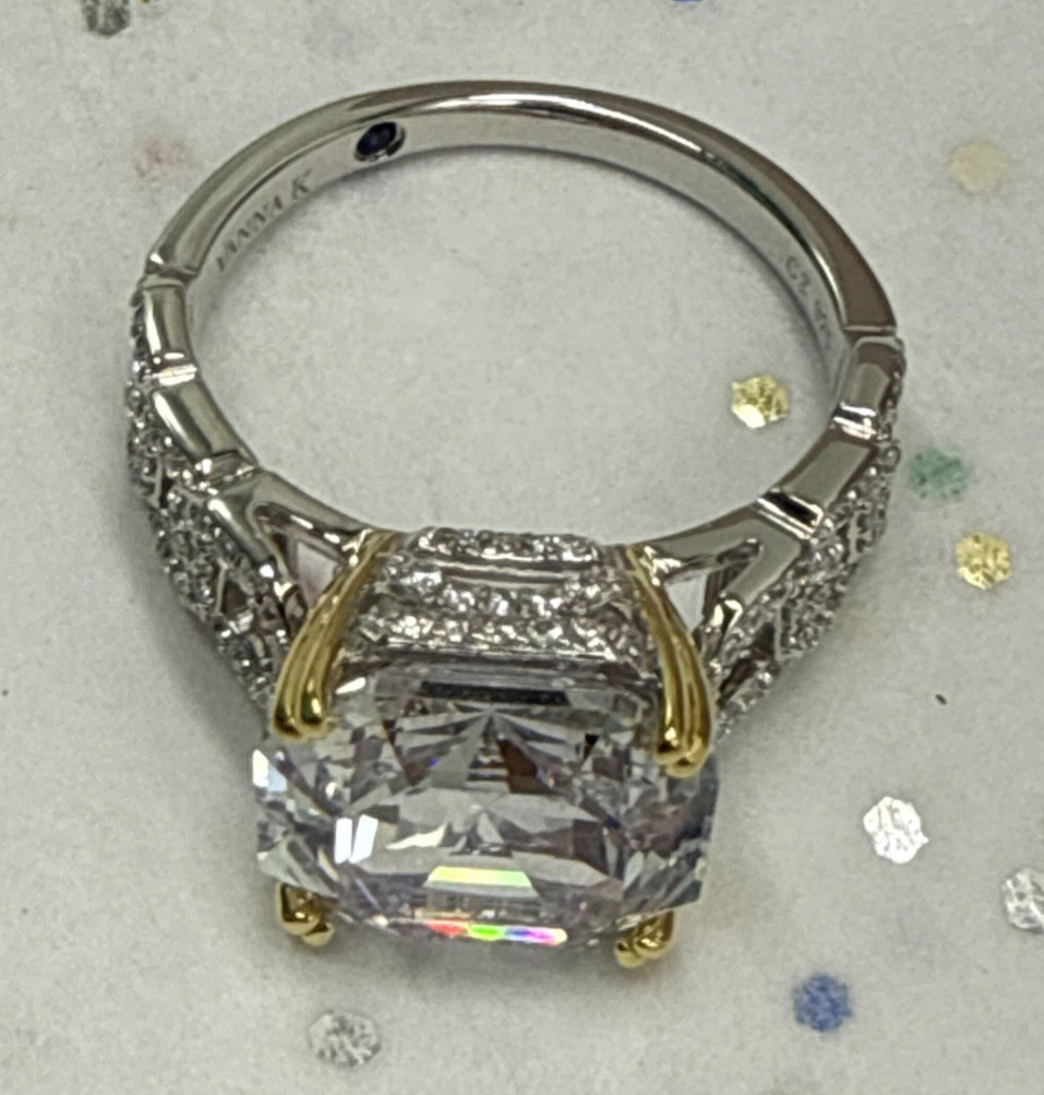 Vanna K ~ Bella Luce White Cubic Zirconia Platineve Asscher Cut Ring 13.23ctw ~9