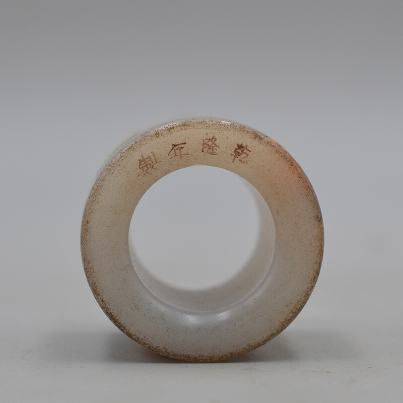 1.58 Inch Chinese Collection Exquisite Carving White Jade Personage Ring