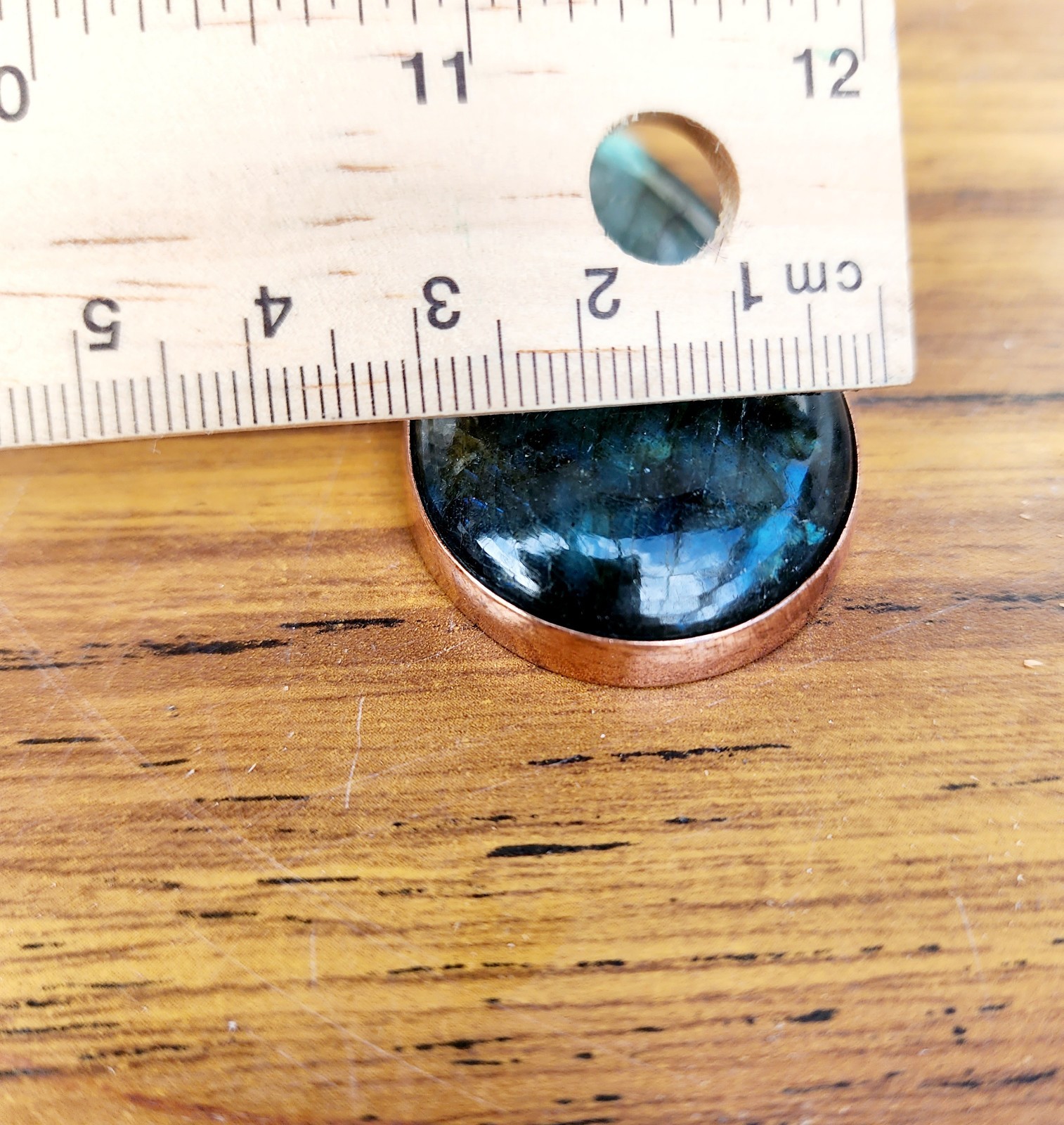 Labradorite TEARDROP PENDANT Blue Green Pear Stone Copper Bezel Set