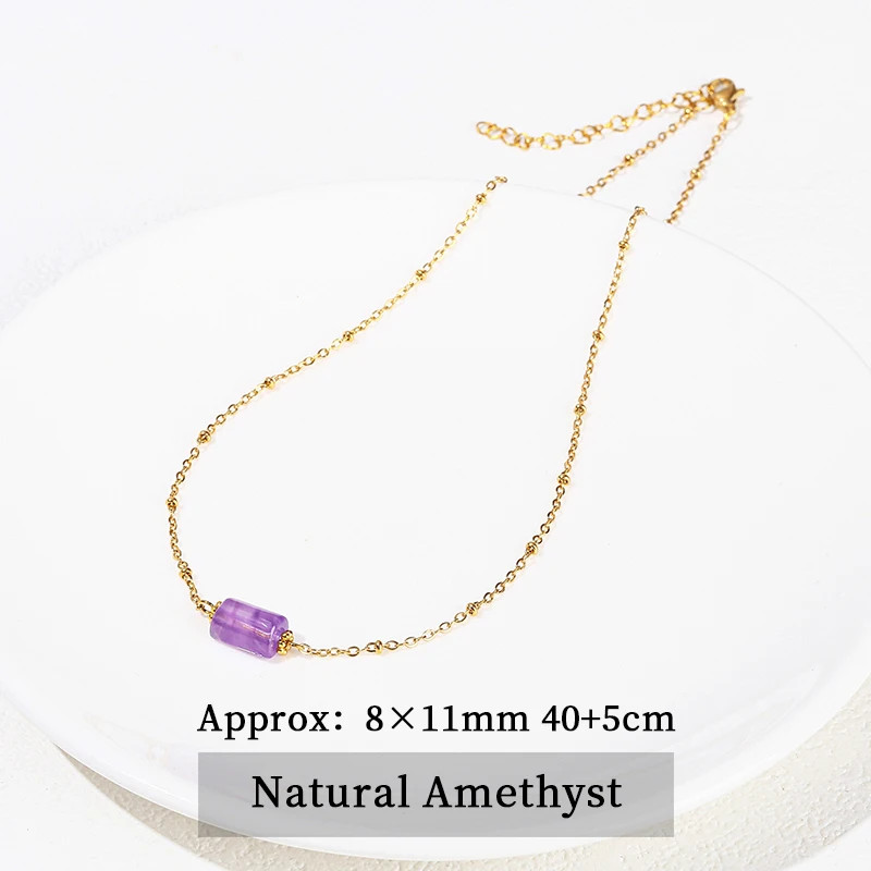 JD Handmade Boho Necklace Natural Amethyst Faceted Bead Pendant Necklace For Wom