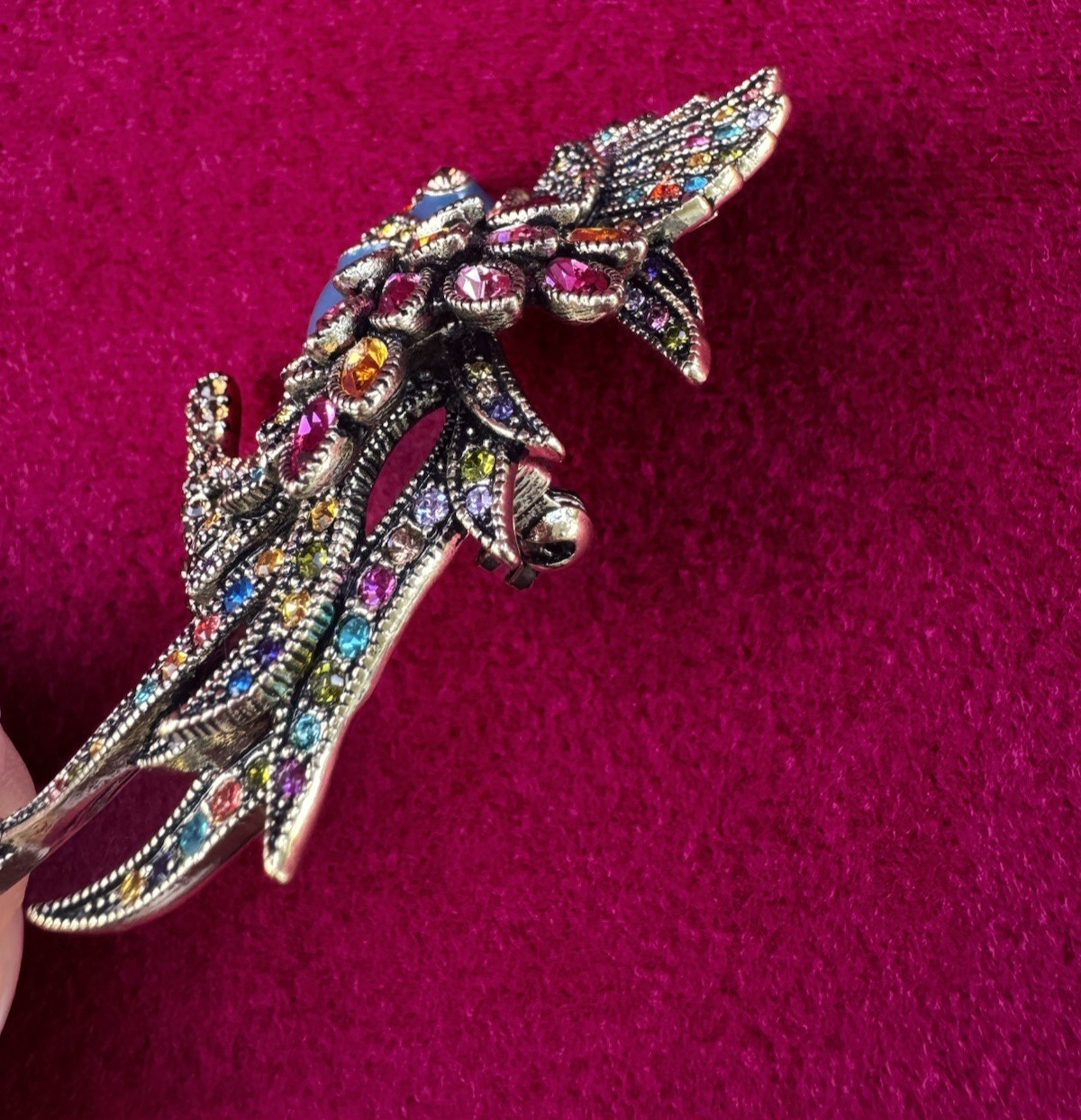 Heidi Daus “Fantastic Feathers” Bird with Crystal and Enamel Brooch Pin
